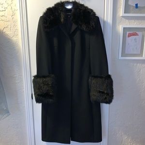Vintage late 90’s Express Wool & Faux Fir coat
